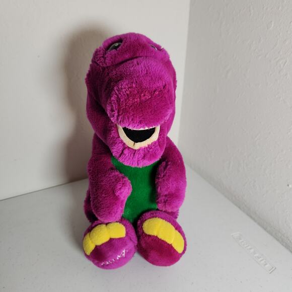 The Lyons Group 1992 Barney  Plush Stuffed Animal Dinosaur Purple Green Yellow - Picture 1 of 8